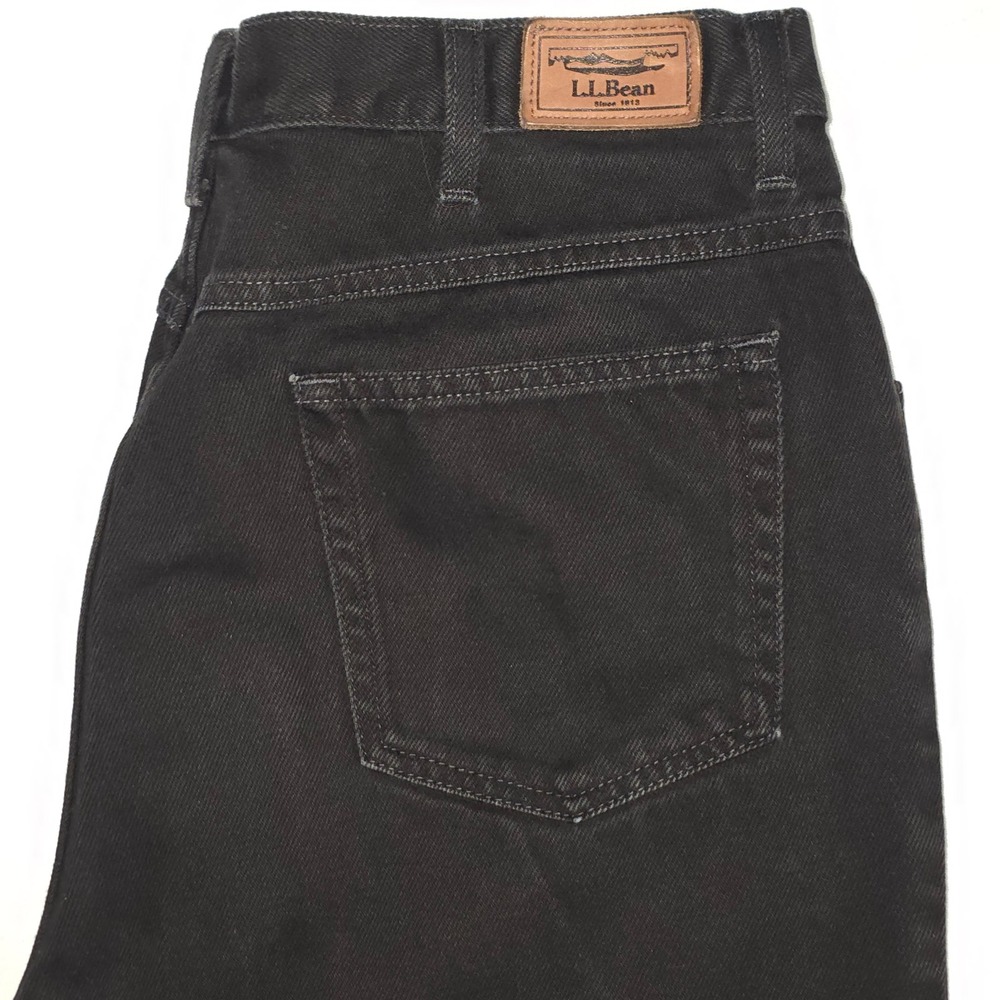 LL Bean Classic Fit Men Black Denim Straight Jeans Cotton Pants Sz 36x32 (34X31)